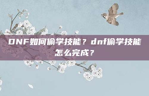 DNF如何偷学技能？dnf偷学技能怎么完成？
