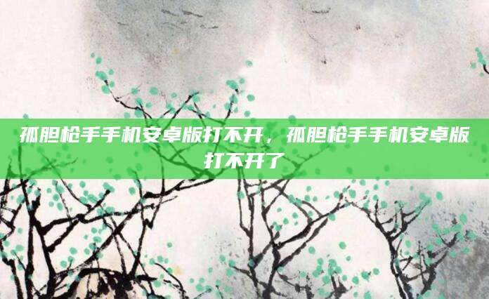 孤胆枪手手机安卓版打不开，孤胆枪手手机安卓版打不开了