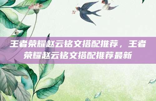 王者荣耀赵云铭文搭配推荐，王者荣耀赵云铭文搭配推荐最新