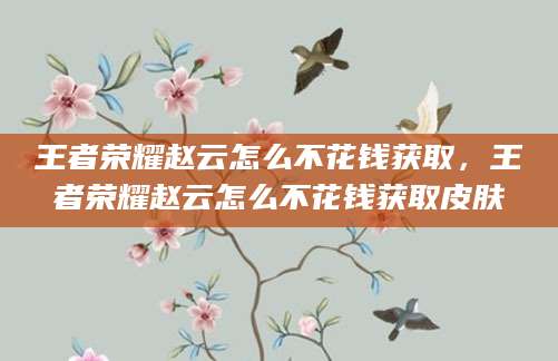 王者荣耀赵云怎么不花钱获取，王者荣耀赵云怎么不花钱获取皮肤