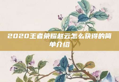 2020王者荣耀赵云怎么获得的简单介绍